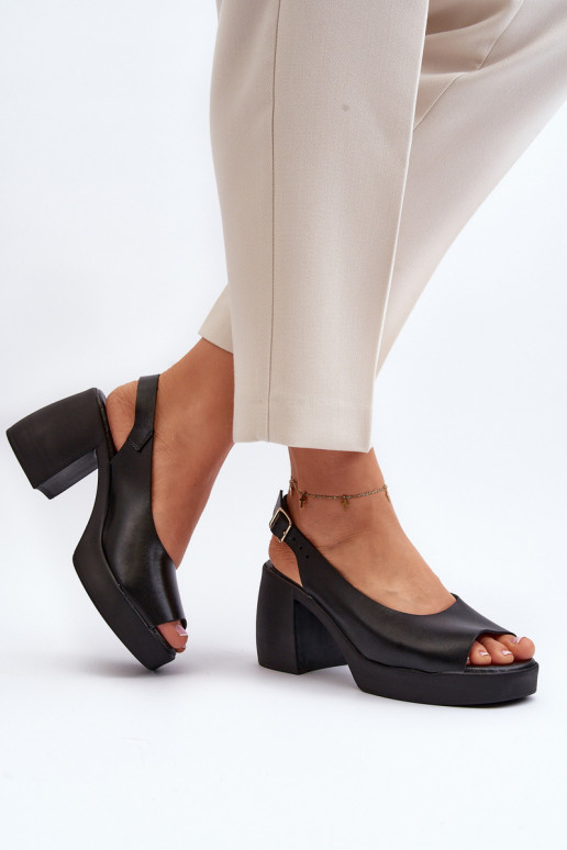 Zazoo 40376 Moteriškos basutės su plačiu kulnu Juodos spalvos