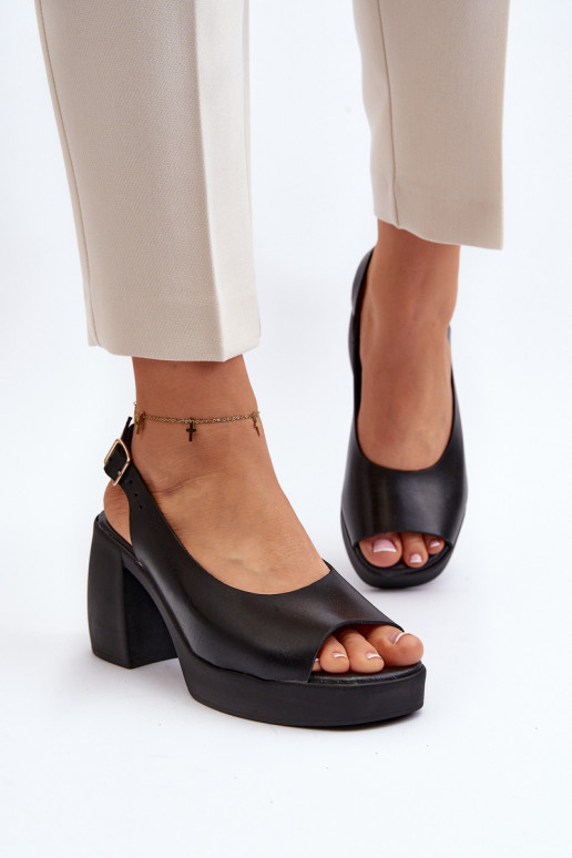 Zazoo 40376 Moteriškos basutės su plačiu kulnu Juodos spalvos