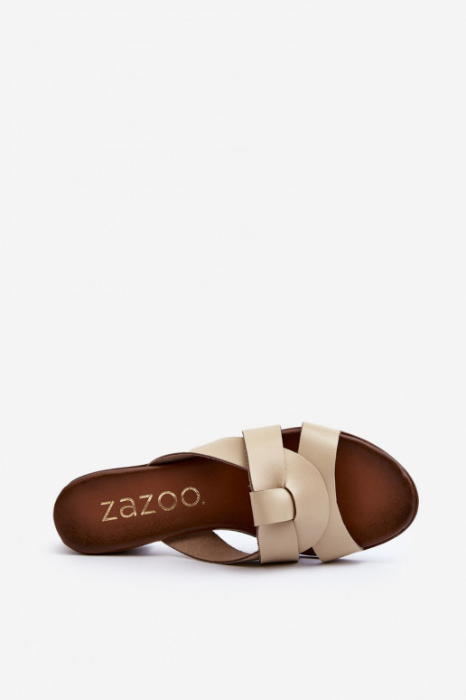 Zazoo 40236 Šlepetės  žemu kulniuku smėlio spalvos Zazoo 40236 Šlepetės  žemu kulniuku smėlio spalvos