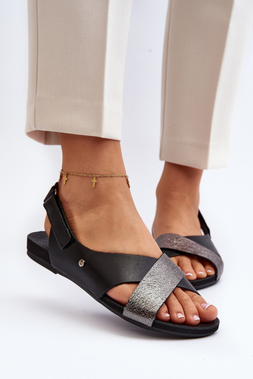 Zazoo 40141 Moteriškos basutės su lipniais užsegimais Juodos spalvos