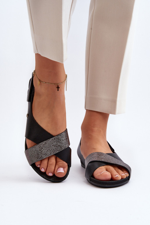 Zazoo 40141 Moteriškos basutės su lipniais užsegimais Juodos spalvos