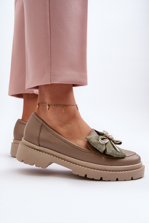    Mokasinai su kaspinais Laura Messi 2787 smėlio spalvos