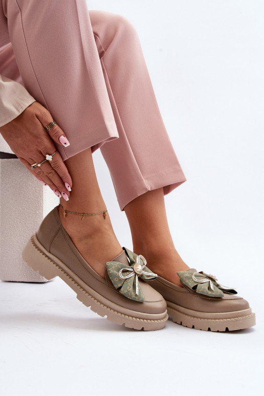    Mokasinai su kaspinais Laura Messi 2787 smėlio spalvos