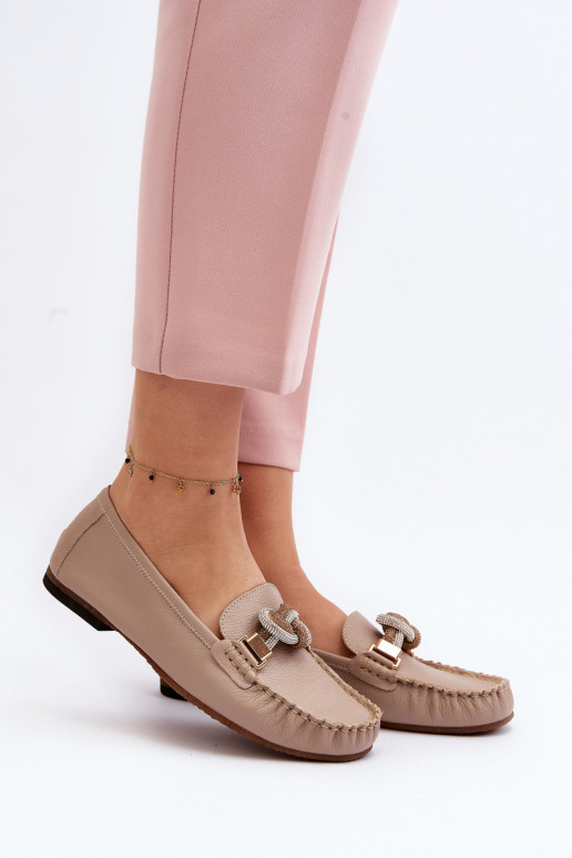   moteriški mokasinai su ornamentais Laura Messi 2761 smėlio spalvos