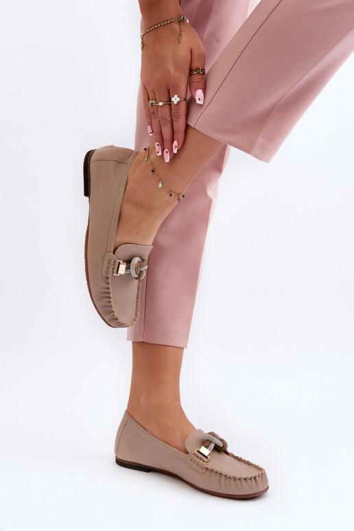   moteriški mokasinai su ornamentais Laura Messi 2761 smėlio spalvos