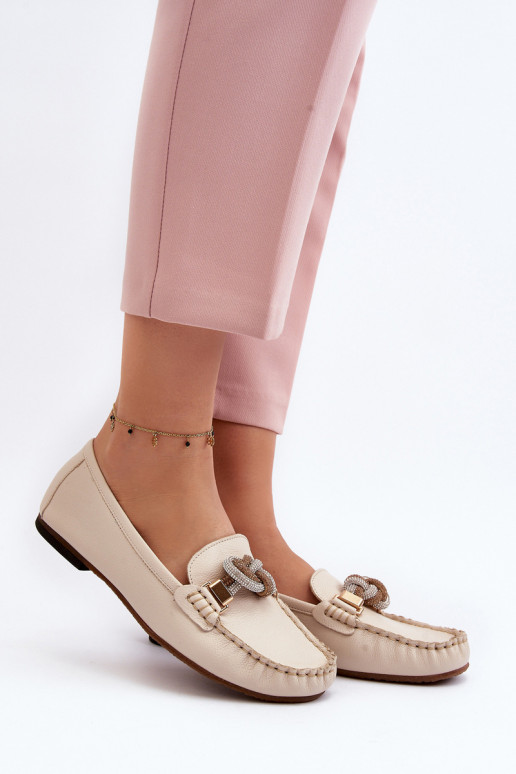   moteriški mokasinai su ornamentais Laura Messi 2761 dramblio kaulo spalvos