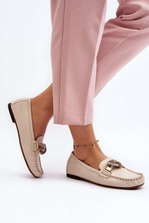   moteriški mokasinai su ornamentais Laura Messi 2761 dramblio kaulo spalvos