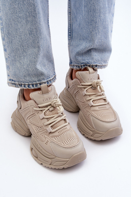  modelio batai su madingais masyviais padais GOE NN2N4046 smėlio spalvos