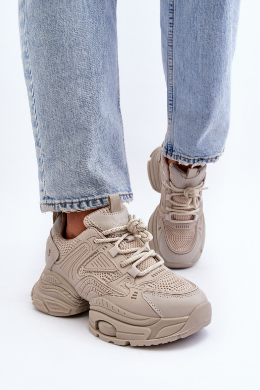  modelio batai su madingais masyviais padais GOE NN2N4046 smėlio spalvos