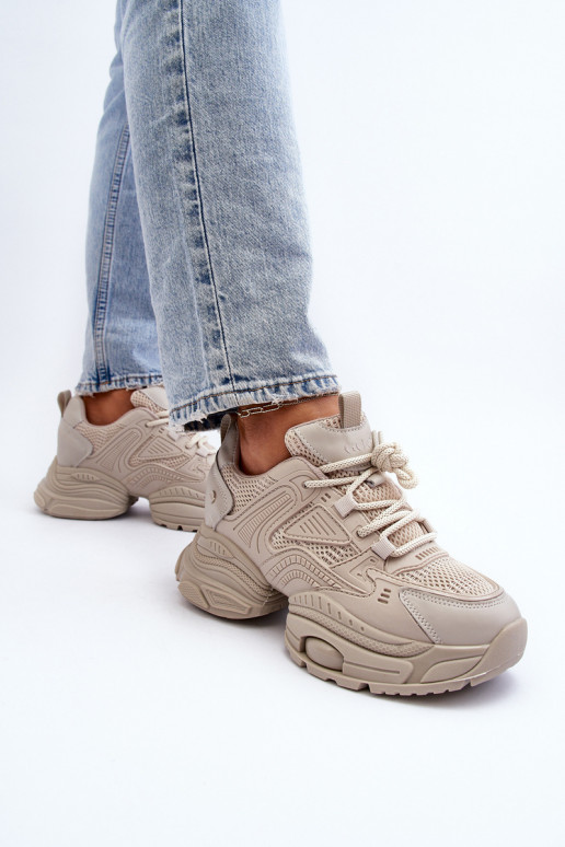  modelio batai su madingais masyviais padais GOE NN2N4046 smėlio spalvos