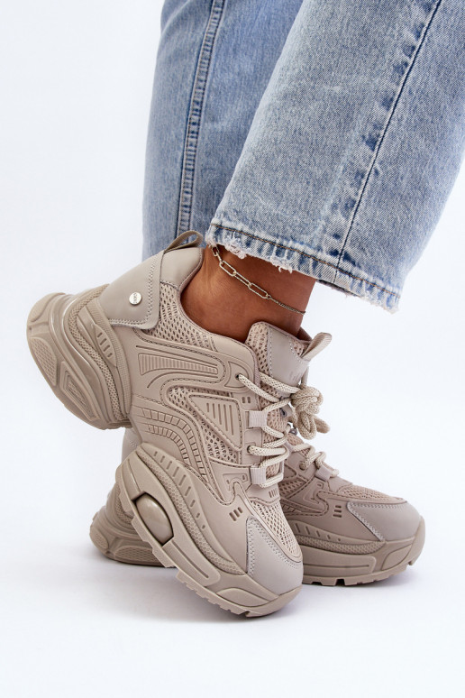  modelio batai su madingais masyviais padais GOE NN2N4046 smėlio spalvos