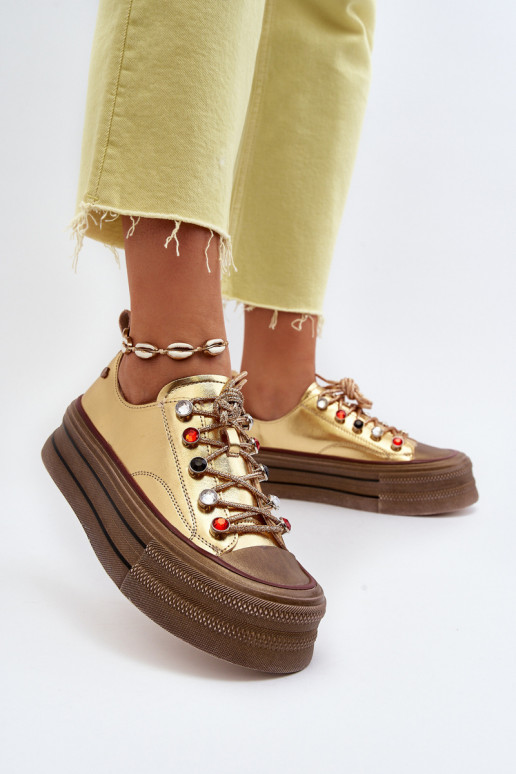 Moteriški batai su platforma GOE NN2N4055 aukso spalvos