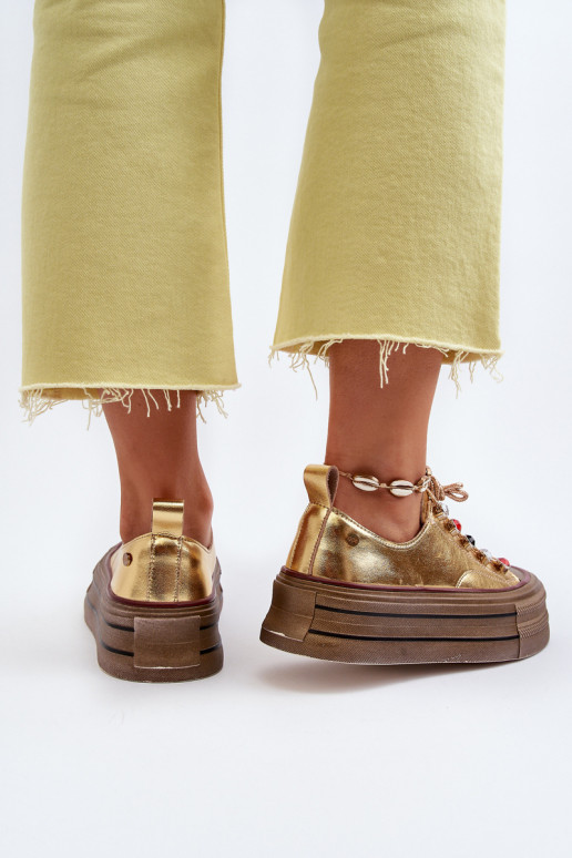 Moteriški batai su platforma GOE NN2N4055 aukso spalvos