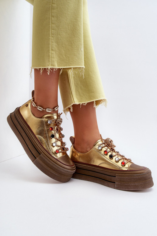 Moteriški batai su platforma GOE NN2N4055 aukso spalvos