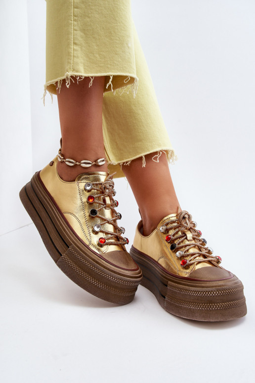 Moteriški batai su platforma GOE NN2N4055 aukso spalvos