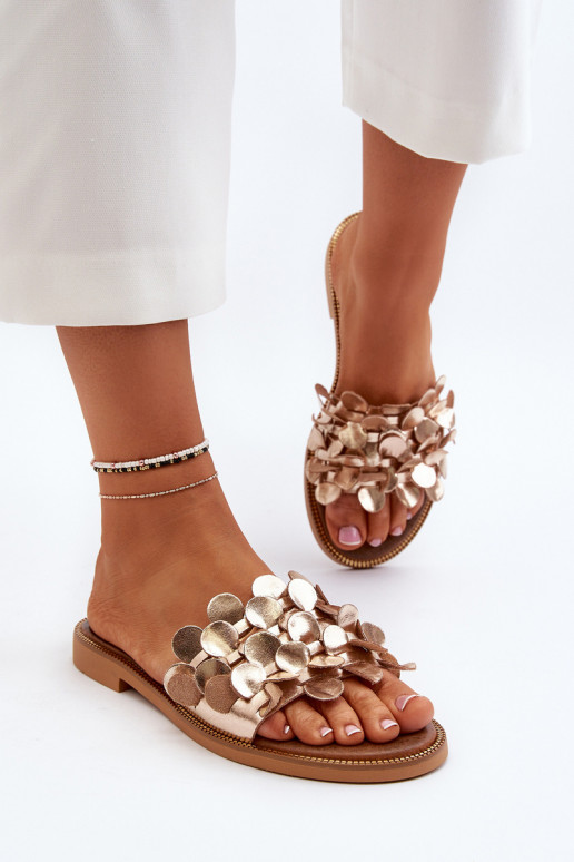 Zazoo 40381  Šlepetės su plačiais kulniukais aukso spalvos