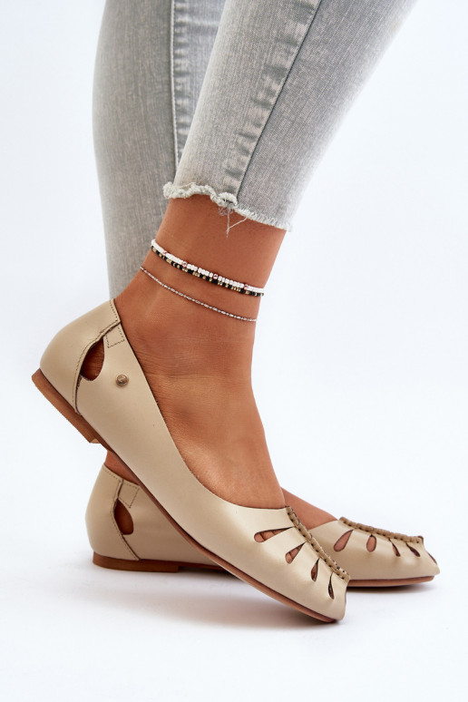 Zazoo 10009 Patogios natūralios odos balerinos  smėlio spalvos