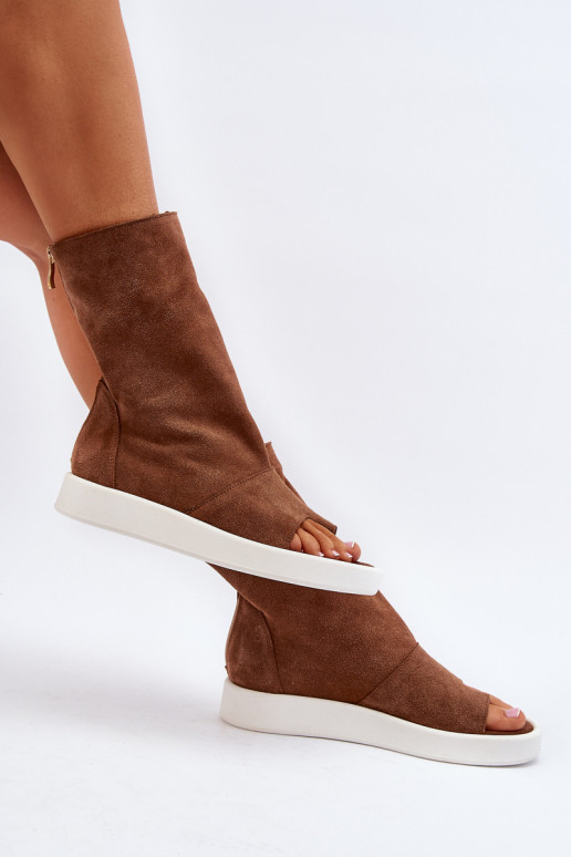 Zazoo 3441 Moteriškos zomšinės basutės Z Cholewka rudos spalvos