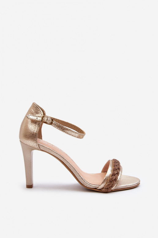 Zazoo 3328/2 Moteriškos basutės   su plonais kulniukais aukso spalvos
