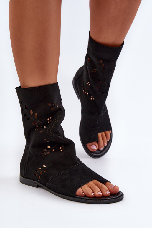 Zazoo 3437  Zomšinės basutės su auliuku  Juodos spalvos