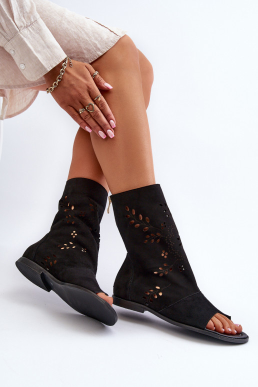 Zazoo 3437  Zomšinės basutės su auliuku  Juodos spalvos