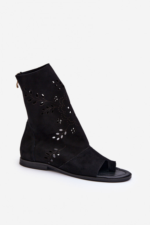 Zazoo 3437  Zomšinės basutės su auliuku  Juodos spalvos