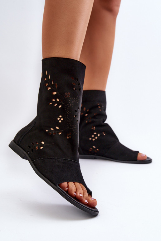 Zazoo 3437  Zomšinės basutės su auliuku  Juodos spalvos