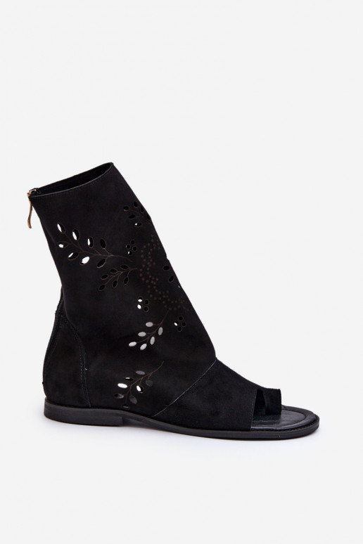 Zazoo 3437  Zomšinės basutės su auliuku  Juodos spalvos