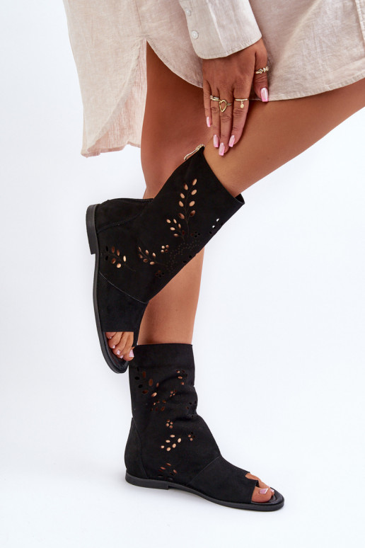 Zazoo 3437  Zomšinės basutės su auliuku  Juodos spalvos