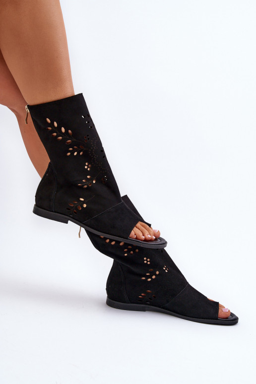 Zazoo 3437  Zomšinės basutės su auliuku  Juodos spalvos