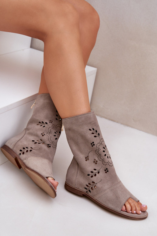 Zazoo 3437  Zomšinės basutės su auliuku  smėlio spalvos