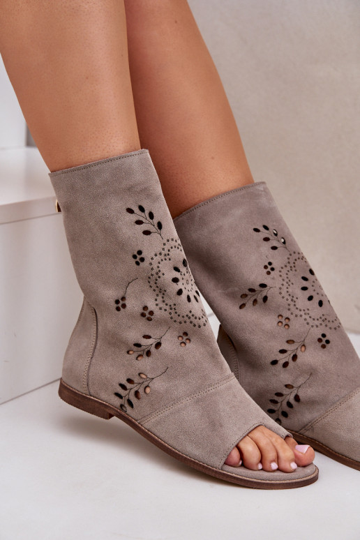 Zazoo 3437  Zomšinės basutės su auliuku  smėlio spalvos