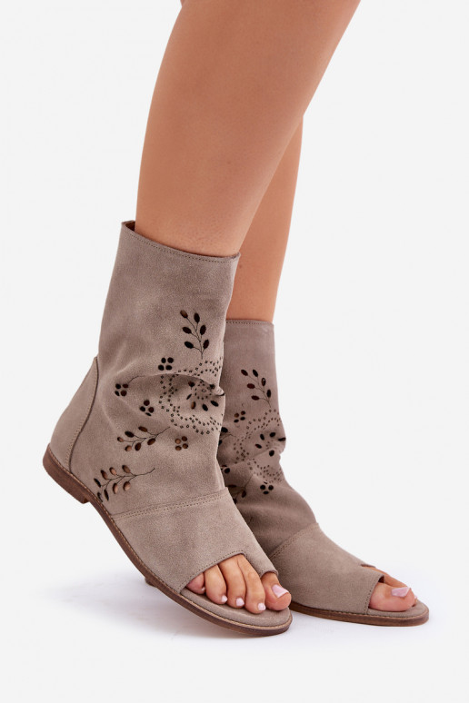 Zazoo 3437  Zomšinės basutės su auliuku  smėlio spalvos