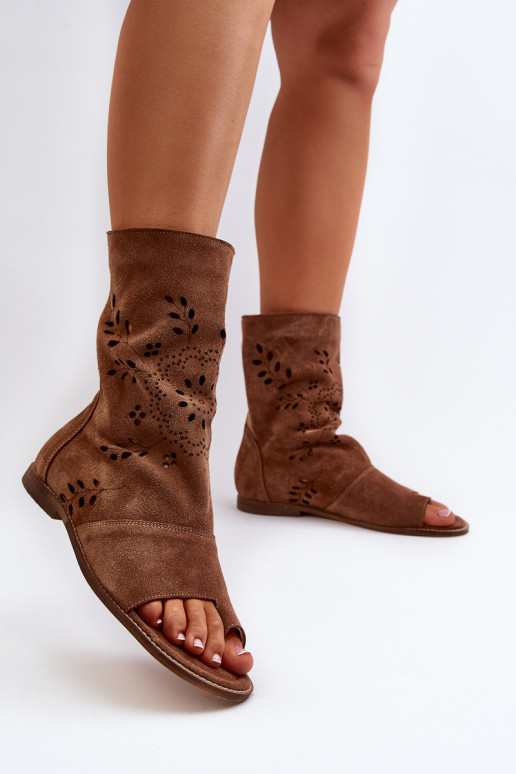 Zazoo 3437  Zomšinės basutės su auliuku  rudos spalvos