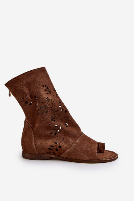 Zazoo 3437  Zomšinės basutės su auliuku  rudos spalvos
