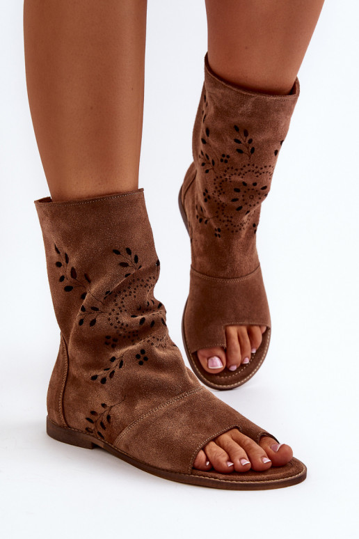 Zazoo 3437  Zomšinės basutės su auliuku  rudos spalvos