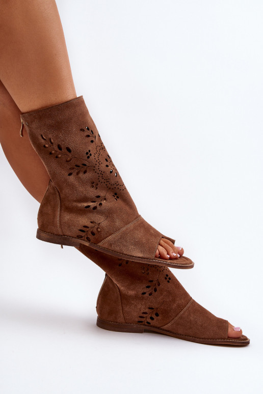 Zazoo 3437  Zomšinės basutės su auliuku  rudos spalvos