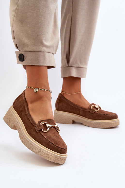 Zazoo 3429 Zomšiniai mokasinai  su ornamentais rudos spalvos