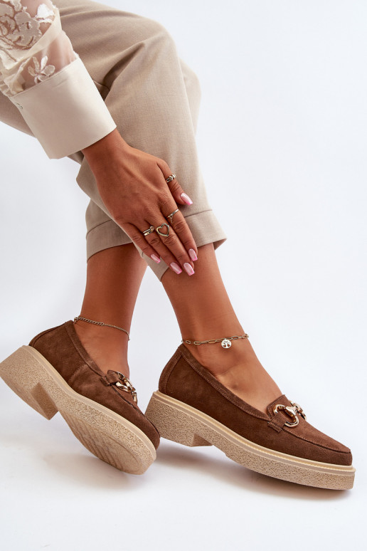 Zazoo 3429 Zomšiniai mokasinai  su ornamentais rudos spalvos