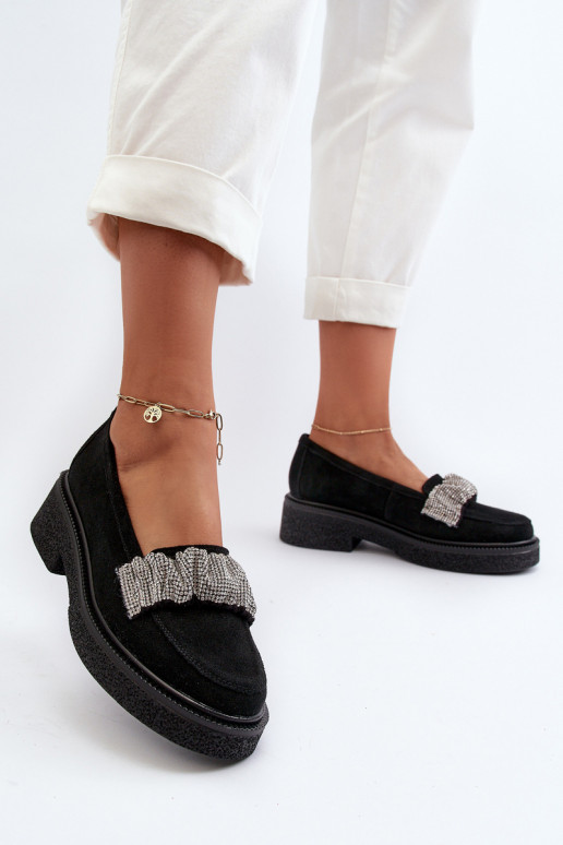 Zazoo 3419 moteriški mokasinai iš zomšos  Juodos spalvos