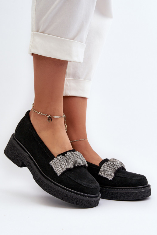 Zazoo 3419 moteriški mokasinai iš zomšos  Juodos spalvos