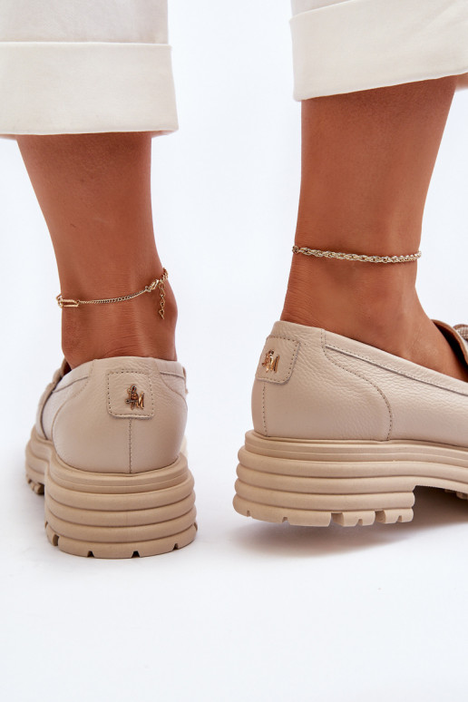   moteriški mokasinai su ornamentais Laura Messi 2780 smėlio spalvos