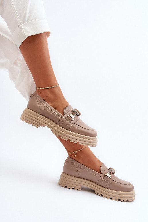   moteriški mokasinai su ornamentais Laura Messi 2780 smėlio spalvos