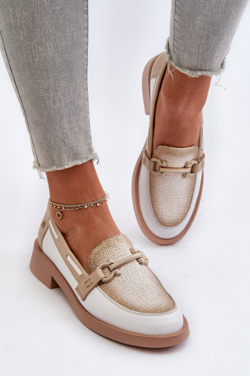   Mokasinai batai   06493-11 Baltos-smėlio spalvos