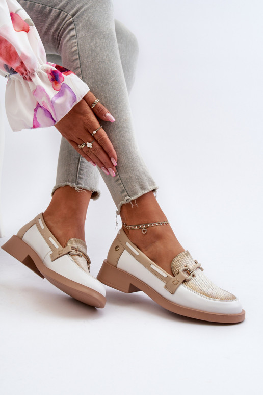   Mokasinai batai   06493-11 Baltos-smėlio spalvos