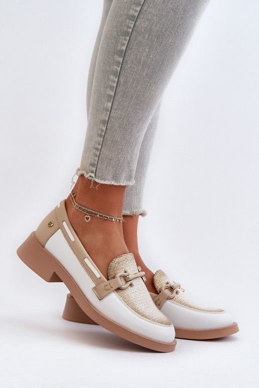   Mokasinai batai   06493-11 Baltos-smėlio spalvos