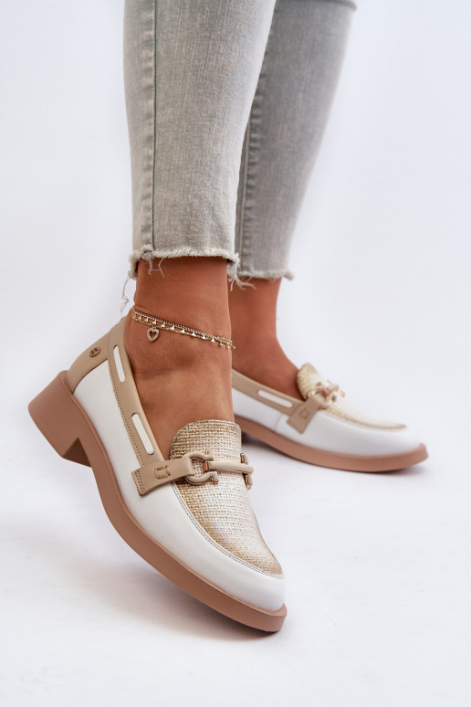   Mokasinai batai   06493-11 Baltos-smėlio spalvos