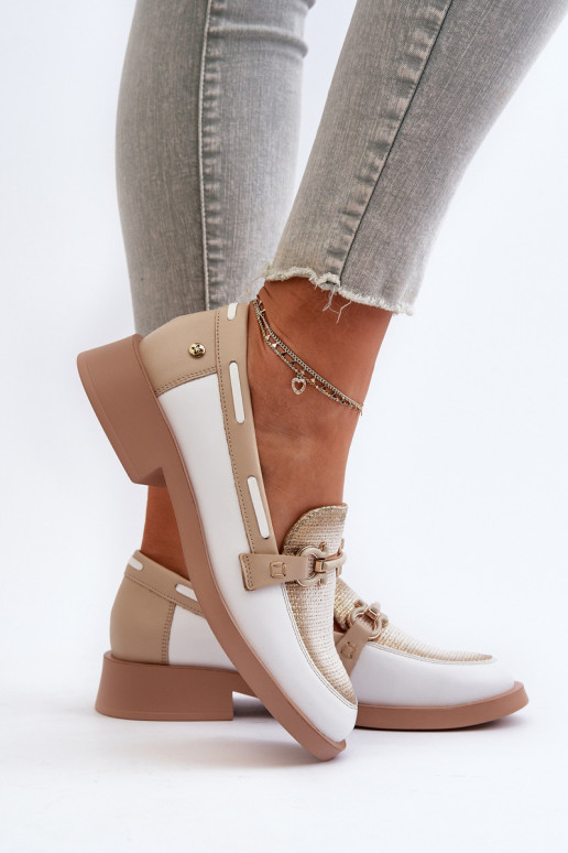   Mokasinai batai   06493-11 Baltos-smėlio spalvos