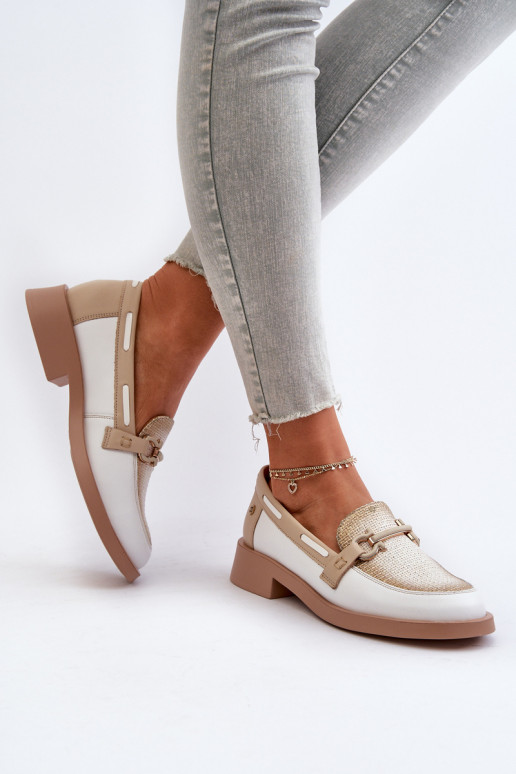   Mokasinai batai   06493-11 Baltos-smėlio spalvos