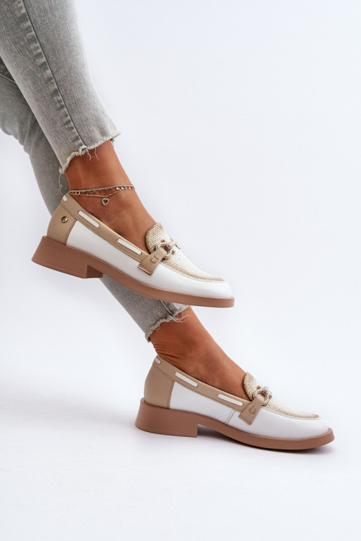   Mokasinai batai   06493-11 Baltos-smėlio spalvos